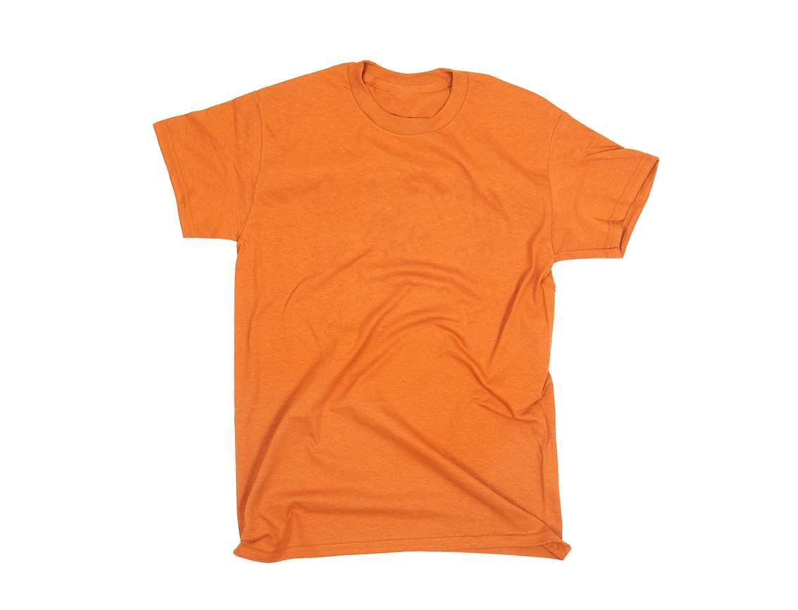 orange tshirt on flat