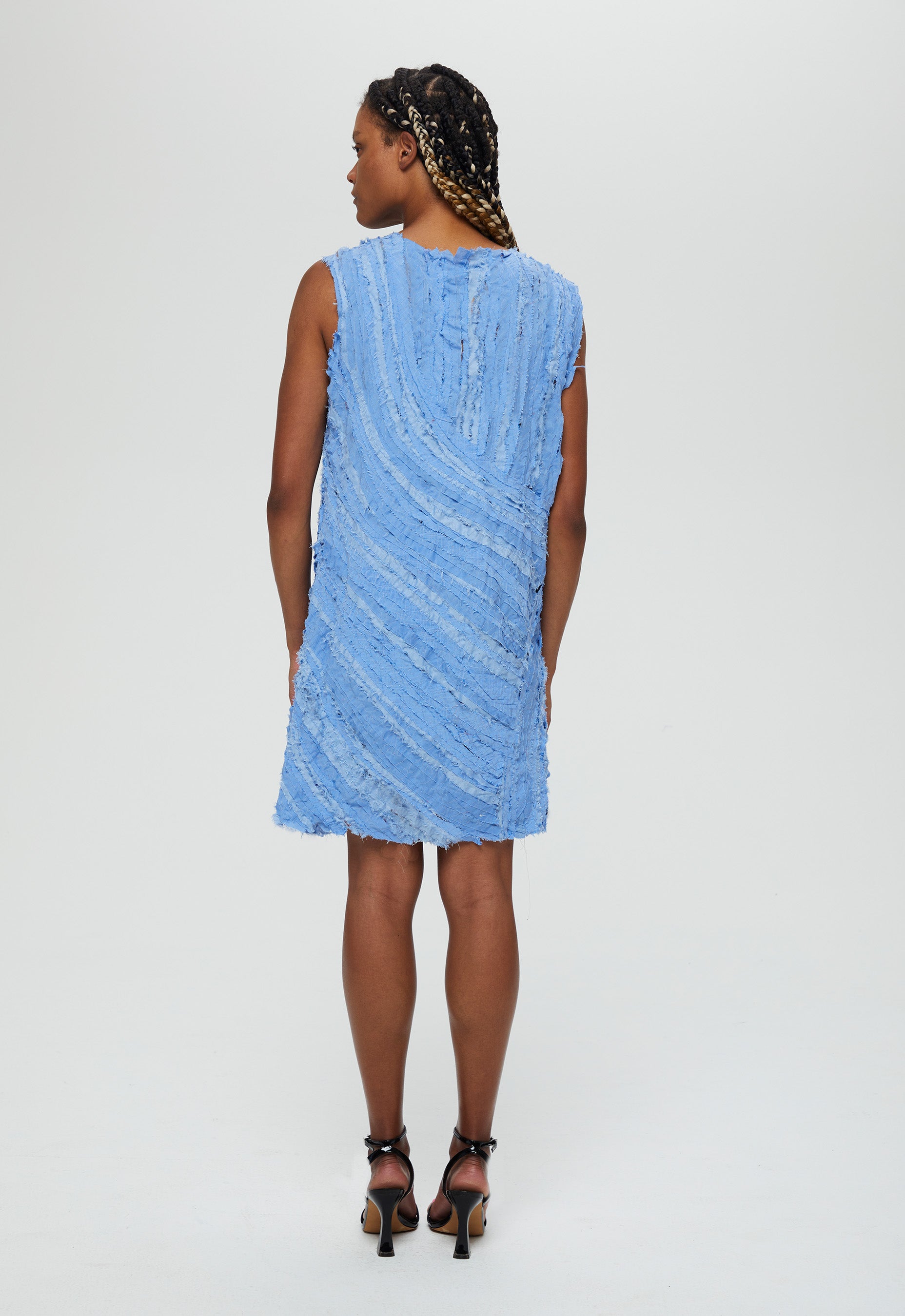 Ardor dress sleeveless 100% cotton various shades of blue recycled materials