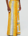 Clara 2, 100 percent cotton,  white yellow, wideleg, low waist, bias band_side view.jpg