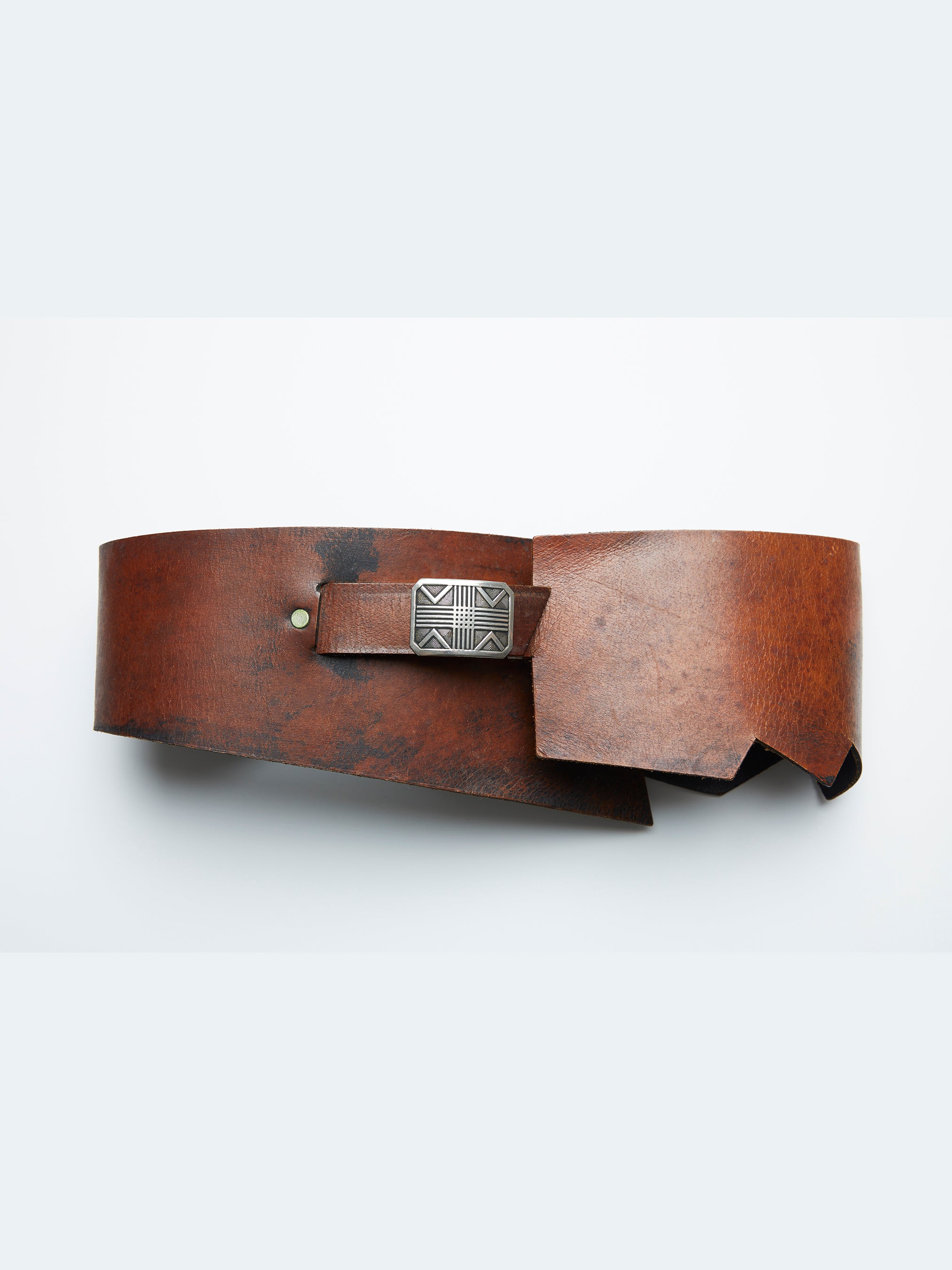 Everest leather brown belt with art deco buckle