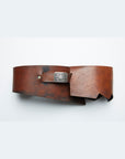 Everest leather brown belt with art deco buckle