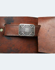 Everest leather brown belt with art deco buckle