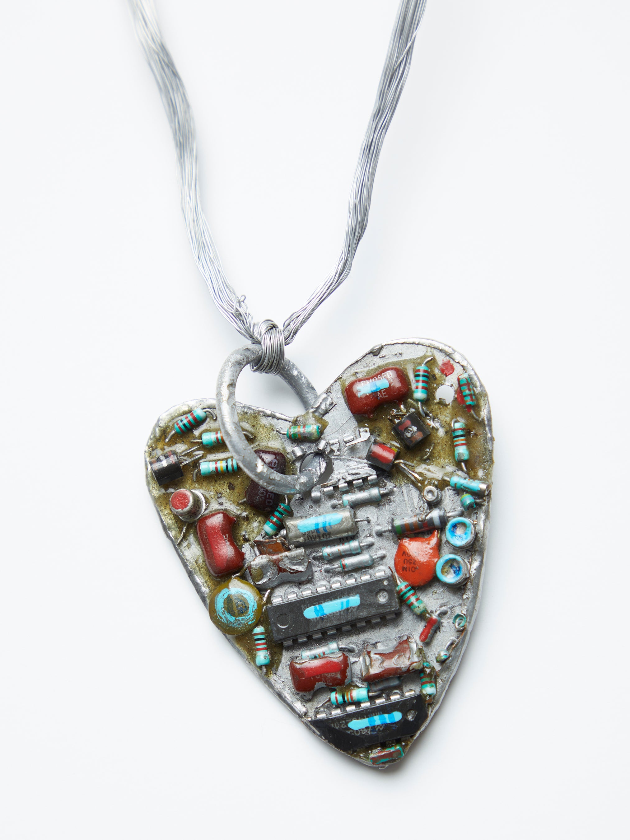 Lofinn necklace silver cord with multi heart