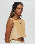 Quark 1 Top 100%  RECLÉM Linen, A-line waist length sleeveless, boat neck  Color - Cream Side View