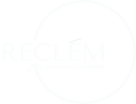 Reclem logo in white with pronounciation included