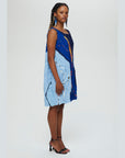 Zest Dress Blues with printing outside sleeveless knee length recycled sustainable ethical clothing